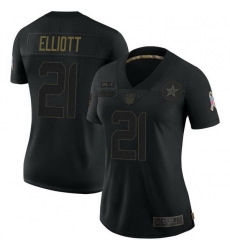 Women Dallas Cowboys Ezekiel Elliott Black Limited 2020 Salute To Service Jersey