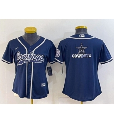 Women Dallas Cowboys Navy Team Big Logo With Patch Cool Base Stitched Baseball Jersey