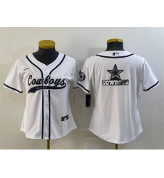 Women Dallas Cowboys White Team Big Logo With Patch Cool Base Stitched Baseball Jersey