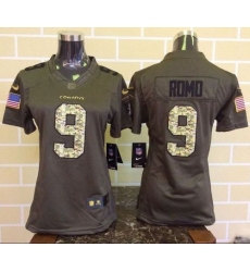 Women Nike Cowboys #9 Tony Romo Green Stitched NFL Limited Salute to Service Jersey