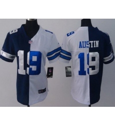 Women Nike Dallas Cowboys #19 Miles Austin Blue White Split NFL Jerseys