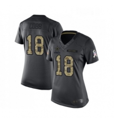 Womens Dallas Cowboys 18 Randall Cobb Limited Black 2016 Salute to Service Football Jersey