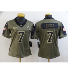 Women's Dallas Cowboys #7 Trevon Diggs Nike Olive 2021 Salute To Service Limited Player Jersey