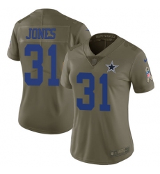 Womens Nike Cowboys #31 Byron Jones Olive  Stitched NFL Limited 2017 Salute to Service Jersey