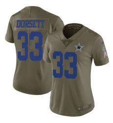 Womens Nike Cowboys #33 Tony Dorsett Olive  Stitched NFL Limited 2017 Salute to Service Jersey