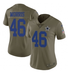 Womens Nike Cowboys #46 Alfred Morris Olive  Stitched NFL Limited 2017 Salute to Service Jersey