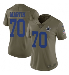 Womens Nike Cowboys #70 Zack Martin Olive  Stitched NFL Limited 2017 Salute to Service Jersey