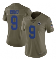 Womens Nike Cowboys #9 Tony Romo Olive  Stitched NFL Limited 2017 Salute to Service Jersey