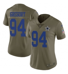 Womens Nike Cowboys #94 Randy Gregory Olive  Stitched NFL Limited 2017 Salute to Service Jersey
