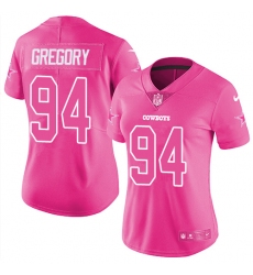 Womens Nike Cowboys #94 Randy Gregory Pink  Stitched NFL Limited Rush Fashion Jersey
