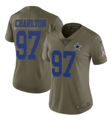 Womens Nike Cowboys #97 Taco Charlton Olive  Stitched NFL Limited 2017 Salute to Service Jersey