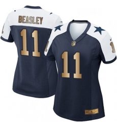 Womens Nike Dallas Cowboys 11 Cole Beasley Elite NavyGold Throwback Alternate NFL Jersey