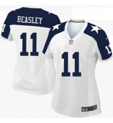 Womens Nike Dallas Cowboys 11 Cole Beasley Game White Throwback Alternate NFL Jersey