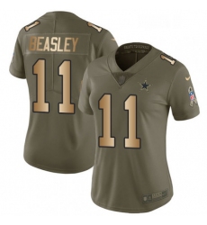 Womens Nike Dallas Cowboys 11 Cole Beasley Limited OliveGold 2017 Salute to Service NFL Jersey
