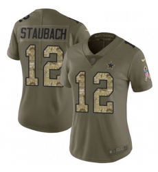 Womens Nike Dallas Cowboys 12 Roger Staubach Limited OliveCamo 2017 Salute to Service NFL Jersey