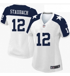 Womens Nike Dallas Cowboys 12 Roger Staubach Limited White Throwback Alternate NFL Jersey