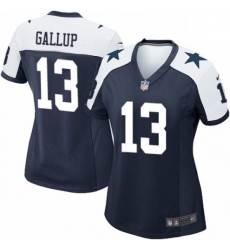 Womens Nike Dallas Cowboys 13 Michael Gallup Game Navy Blue Throwback Alternate NFL Jersey