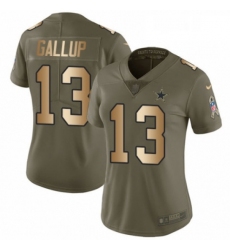 Womens Nike Dallas Cowboys 13 Michael Gallup Limited OliveGold 2017 Salute to Service NFL Jersey