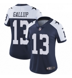 Womens Nike Dallas Cowboys 13 Michael Gallup Navy Blue Throwback Alternate Vapor Untouchable Limited Player NFL Jersey