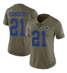 Womens Nike Dallas Cowboys 21 Deion Sanders Limited Olive 2017 Salute to Service NFL Jersey