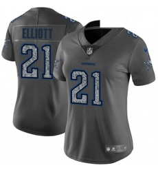 Womens Nike Dallas Cowboys 21 Ezekiel Elliott Gray Static Vapor Untouchable Limited NFL Jersey