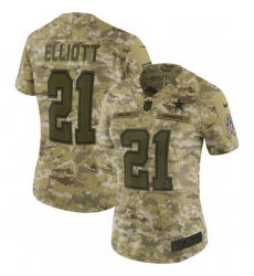 Womens Nike Dallas Cowboys 21 Ezekiel Elliott Limited Camo 2018 Salute to Service NFL Jersey