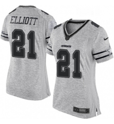 Womens Nike Dallas Cowboys 21 Ezekiel Elliott Limited Gray Gridiron II NFL Jersey