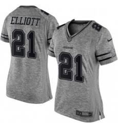 Womens Nike Dallas Cowboys 21 Ezekiel Elliott Limited Gray Gridiron NFL Jersey