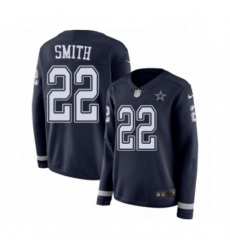 Womens Nike Dallas Cowboys 22 Emmitt Smith Limited Navy Blue Therma Long Sleeve NFL Jersey
