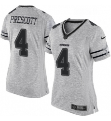 Womens Nike Dallas Cowboys 4 Dak Prescott Limited Gray Gridiron II NFL Jersey