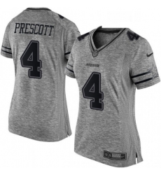 Womens Nike Dallas Cowboys 4 Dak Prescott Limited Gray Gridiron NFL Jersey