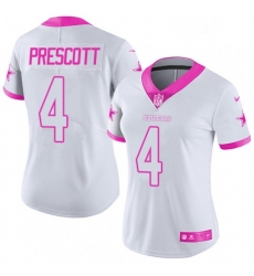 Womens Nike Dallas Cowboys 4 Dak Prescott Limited WhitePink Rush Fashion NFL Jersey