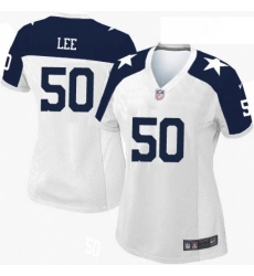 Womens Nike Dallas Cowboys 50 Sean Lee Elite White Throwback Alternate NFL Jersey