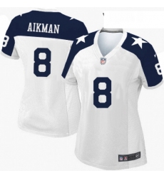 Womens Nike Dallas Cowboys 8 Troy Aikman Elite White Throwback Alternate NFL Jersey