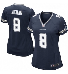 Womens Nike Dallas Cowboys 8 Troy Aikman Game Navy Blue Team Color NFL Jersey