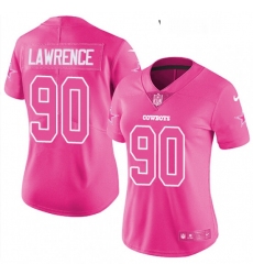 Womens Nike Dallas Cowboys 90 Demarcus Lawrence Limited Pink Rush Fashion NFL Jersey