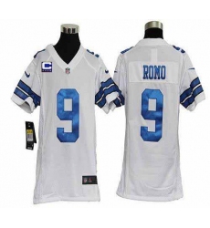 Nike Cowboys #9 Tony Romo White With C Patch Youth Stitched NFL Elite Jersey