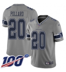 Youth Cowboys 20 Tony Pollard Gray Stitched Football Limited Inverted Legend 100th Season Jersey
