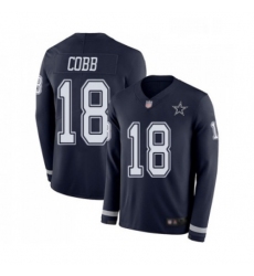 Youth Dallas Cowboys 18 Randall Cobb Limited Navy Blue Therma Long Sleeve Football Jersey