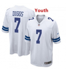 Youth Dallas Cowboys 7 Trevon Diggs  White Jersey 