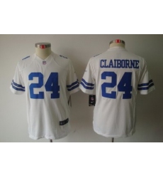 Youth Kids Dallas Cowboys #24 Morris Claiborne White Color Limited Jerseys