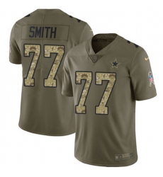 Youth Nike Cowboys #77 Tyron Smith Olive Camo Stitched NFL Limited 2017 Salute to Service Jersey