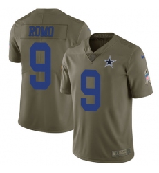 Youth Nike Cowboys #9 Tony Romo Olive Stitched NFL Limited 2017 Salute to Service Jersey