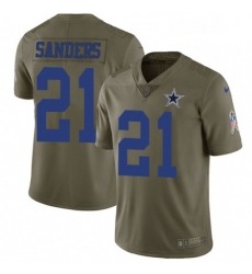 Youth Nike Dallas Cowboys 21 Deion Sanders Limited Olive 2017 Salute to Service NFL Jersey