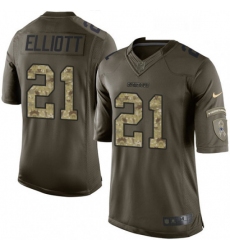 Youth Nike Dallas Cowboys 21 Ezekiel Elliott Elite Green Salute to Service NFL Jersey