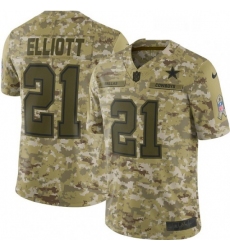 Youth Nike Dallas Cowboys 21 Ezekiel Elliott Limited Camo 2018 Salute to Service NFL Jersey