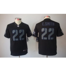 Youth Nike Dallas Cowboys 22# E.SMITH Black Jerseys[Impact Limited]