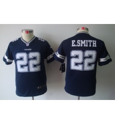 Youth Nike Dallas Cowboys 22 E.SMITH Blue Color Limited Jerseys
