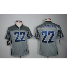 Youth Nike Dallas Cowboys 22# E.SMITH Grey Color[Youth Shadow Elite Jerseys]