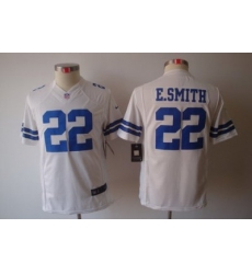 Youth Nike Dallas Cowboys 22 E.SMITH White Color Limited Jerseys